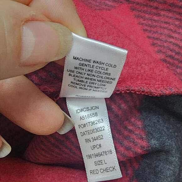 Cuddl Duds Flannel Fleece Half-Zip Pullover Women's Shacket-Red Check Size L NEW - Picture 7 of 7